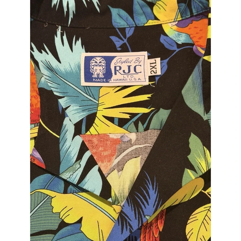 RJC Brand Jungle Parrots Cotton Hawaiian Shirt Mens‎ Size XXL